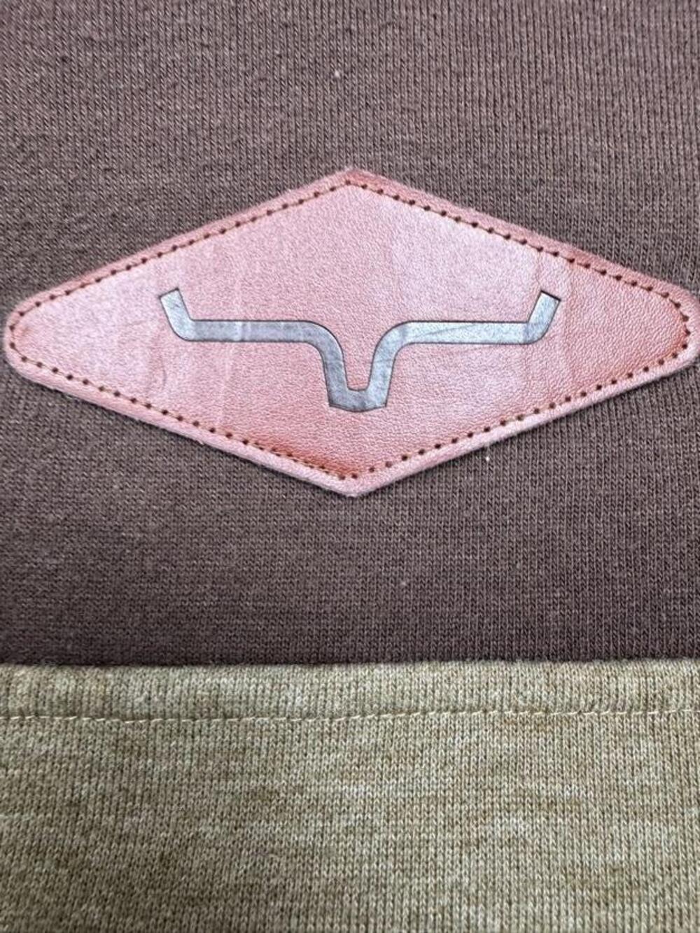 Kimes Ranch Hoodie Mens L Brown Tan Fleece Pullover Western Logo Kangaroo Pocket - Picture 4 of 7
